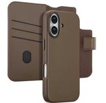 Accezz 2-in-1 Klapphülle aus Leder mit MagSafe für das Apple iPhone 17 - Kaffeebraun