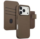 Accezz 2-in-1 Klapphülle aus Leder mit MagSafe für das Apple iPhone 17 Pro - Kaffeebraun