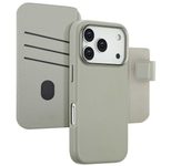 Accezz 2-in-1 Klapphülle aus Leder mit MagSafe für das Apple iPhone 17 Pro - Light Grey