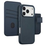 Accezz 2-in-1 Klapphülle aus Leder mit MagSafe für das Apple iPhone 17 Pro - Nightfall Blue