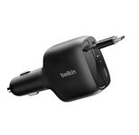Belkin BoostCharge 75 W Kfz-Ladegerät mit einziehbarem Kabel, schwarz