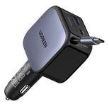 UGREEN EC602 60W USB-A, 2xUSB-C Kfz-Schnellladegerät mit ausziehbarem Kabel