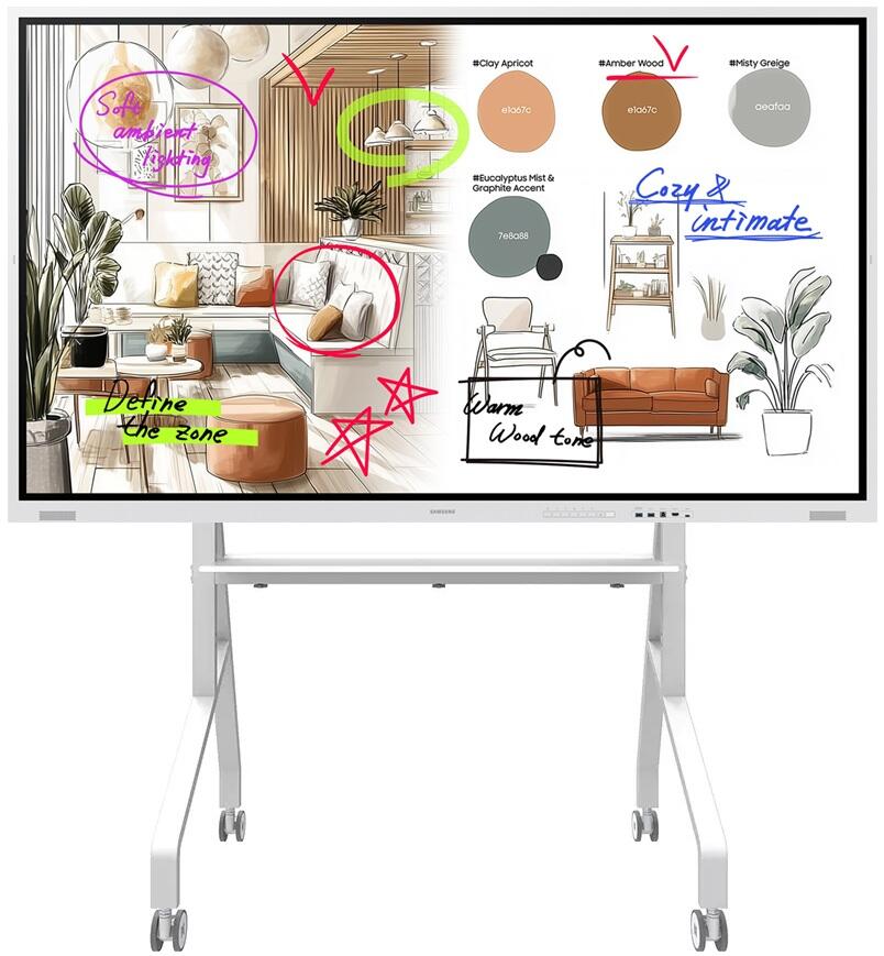 Samsung Flip WM75FX Flipchart 189 cm 75 Zoll inkl. Neomounts FL50-525WH1 MOVE Go Rollwagen video preview