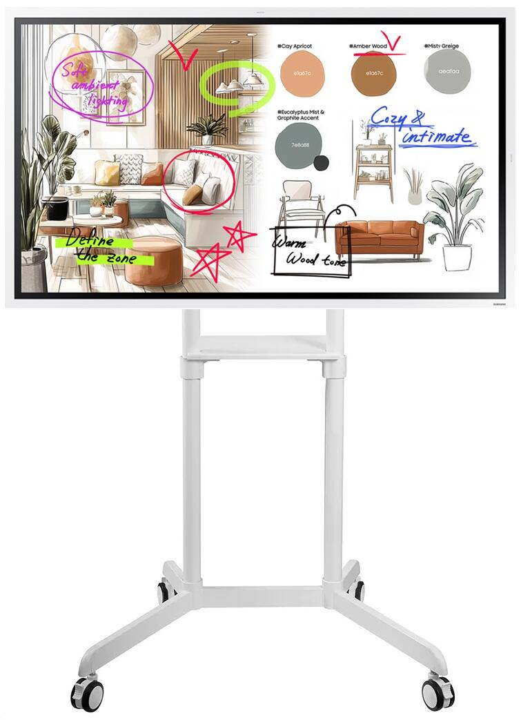 Samsung Flip WM65FX Flipchart 164 cm 65 Zoll inkl. Neomounts NS-M1250 Rollwagen rotierbar video preview