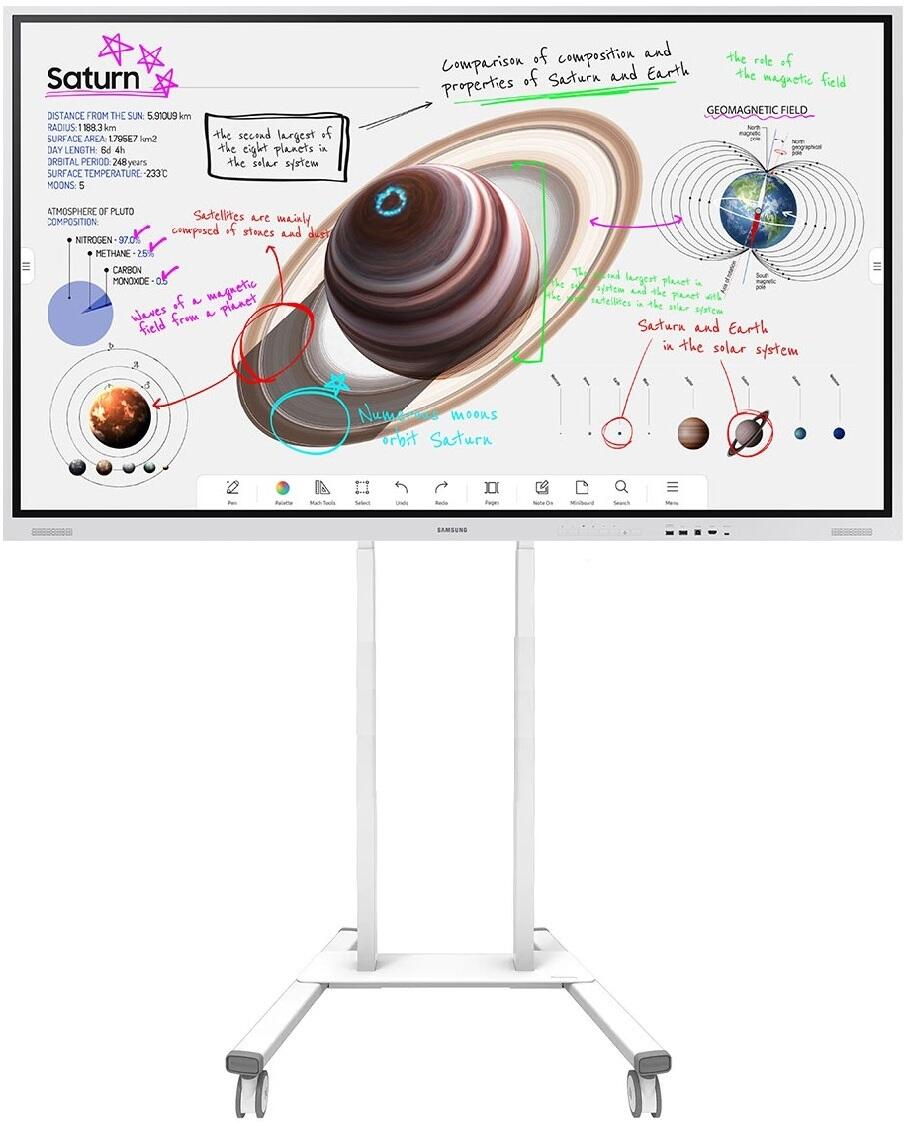 Samsung Flip Pro WM75B Flipchart 190,5 cm 75 Zoll inkl. Neomounts FL55-875WH1 motorisierter Rollwagenhöhenverstellbar video preview