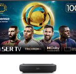 Hisense 100L9HD Laser TV DLP Trichroma Ultrakurzdistanz Beamer 3.000 Lumen inkl. 254 cm 100 Zoll ALR Tageslichtleinwand