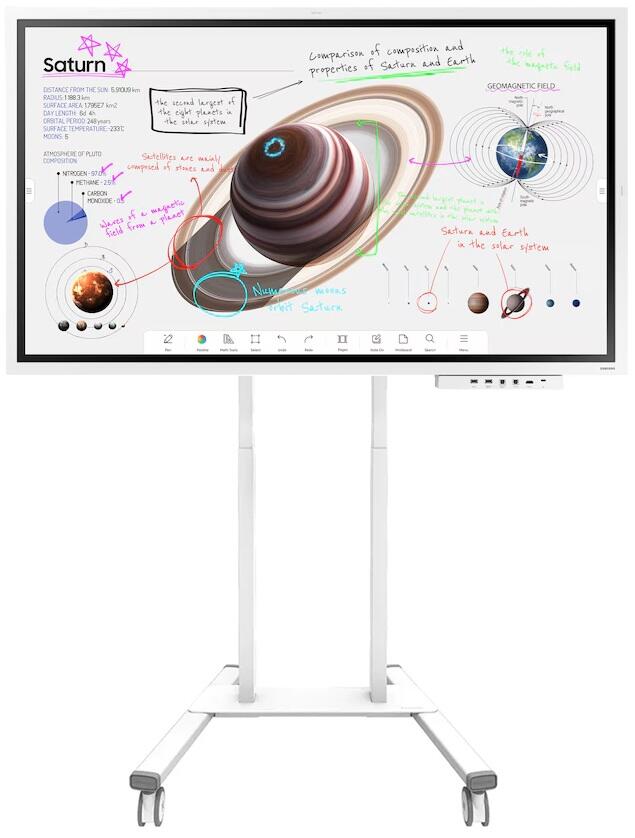 Samsung Flip Pro WM55B Flipchart 138,7 cm 55 Zoll inkl. Neomounts FL55-875WH1 motorisierter Rollwagen & Tray CY-TF65BBC video preview