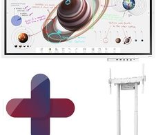 Samsung Flip Pro WM55B Flipchart 138,7 cm 55 Zoll inkl. Neomounts FL55-875WH1 motorisierter Rollwagen & Tray CY-TF65BBC