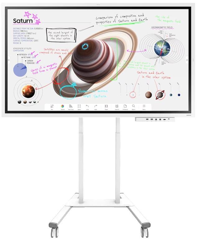 Samsung Flip Pro WM65B Flipchart 165 cm 65 Zoll inkl. Neomounts FL55-875WH1 motorisierter Rollwagen & Tray CY-TF65BBC video preview